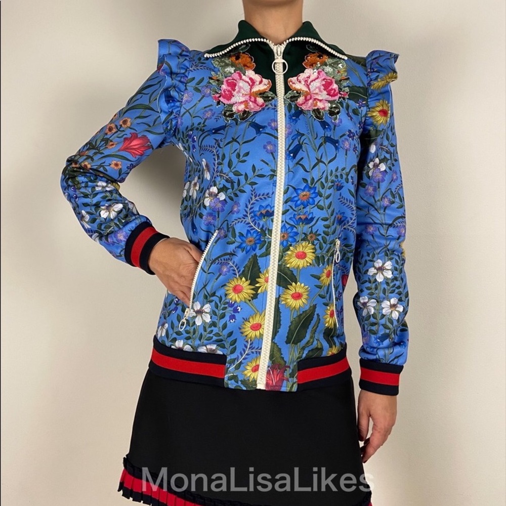 New GUCCI New Flora Sequin Turtleneck Track Jacket - Picture 2 of 9